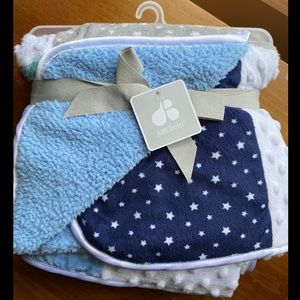 Just Born Blue Patchwork Baby Blanket